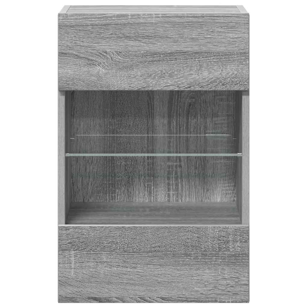vidaXL Wall Cabinets with LED Lights for TV 2 pcs Grey Sonoma 40x30x60,5 cm