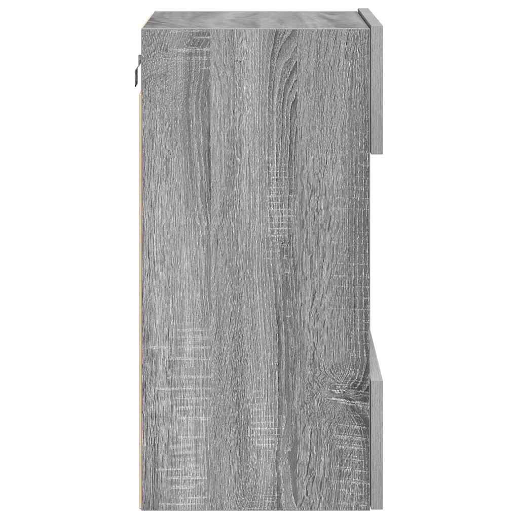 vidaXL Wall Cabinets with LED Lights for TV 2 pcs Grey Sonoma 40x30x60,5 cm