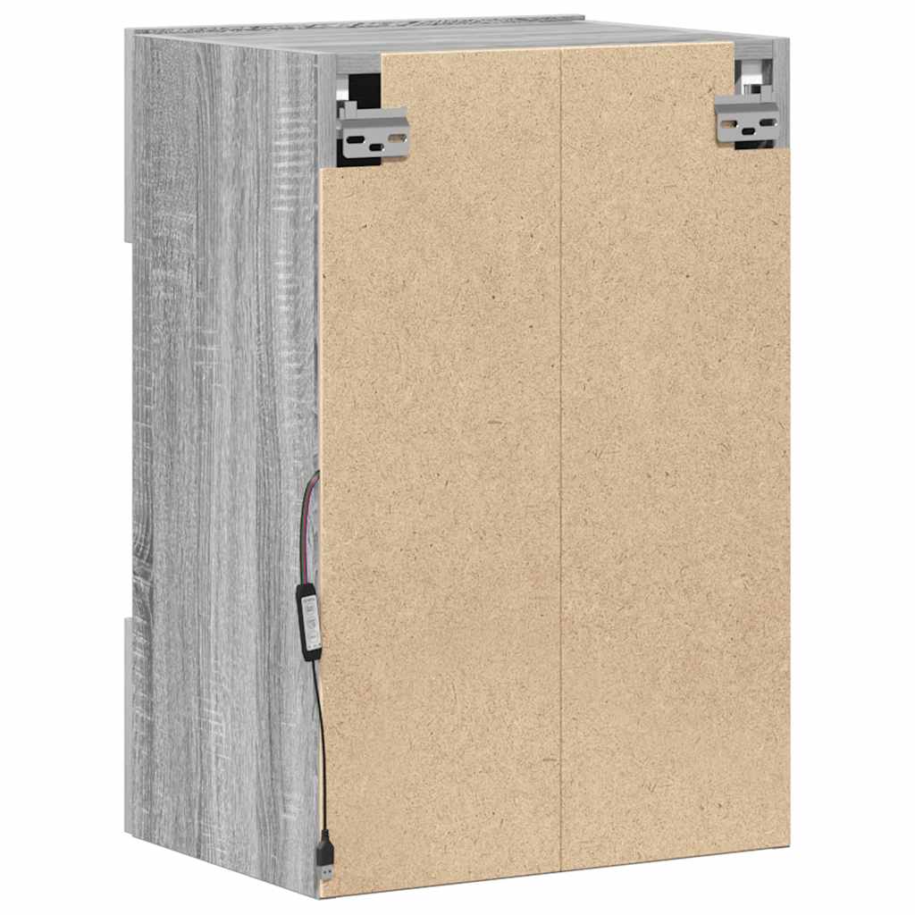 vidaXL Wall Cabinets with LED Lights for TV 2 pcs Grey Sonoma 40x30x60,5 cm