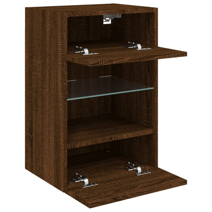 vidaXL TV Wall Cabinet with LED Lights Brown Oak 40x30x60.5 cm
