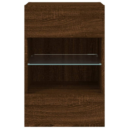 vidaXL TV Wall Cabinet with LED Lights Brown Oak 40x30x60.5 cm