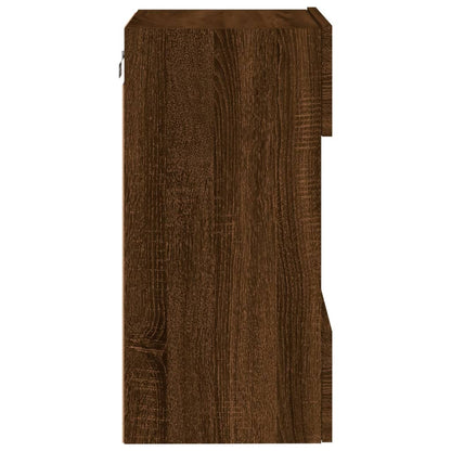 vidaXL TV Wall Cabinet with LED Lights Brown Oak 40x30x60.5 cm