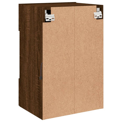 vidaXL TV Wall Cabinet with LED Lights Brown Oak 40x30x60.5 cm