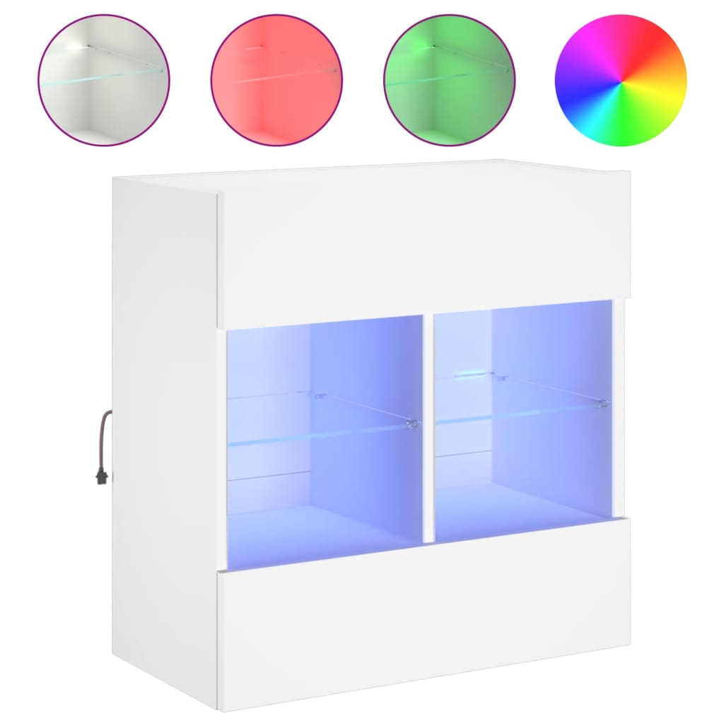 vidaXL TV Wall Cabinet with LED Lights White 58,5x30x60,5 cm