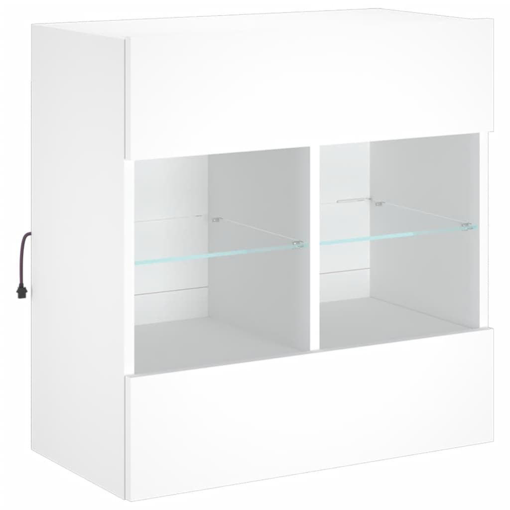 vidaXL TV Wall Cabinet with LED Lights White 58,5x30x60,5 cm