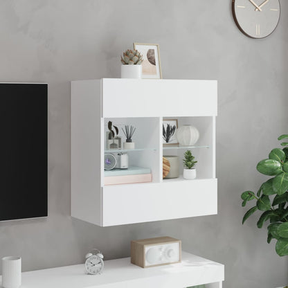 vidaXL TV Wall Cabinet with LED Lights White 58,5x30x60,5 cm