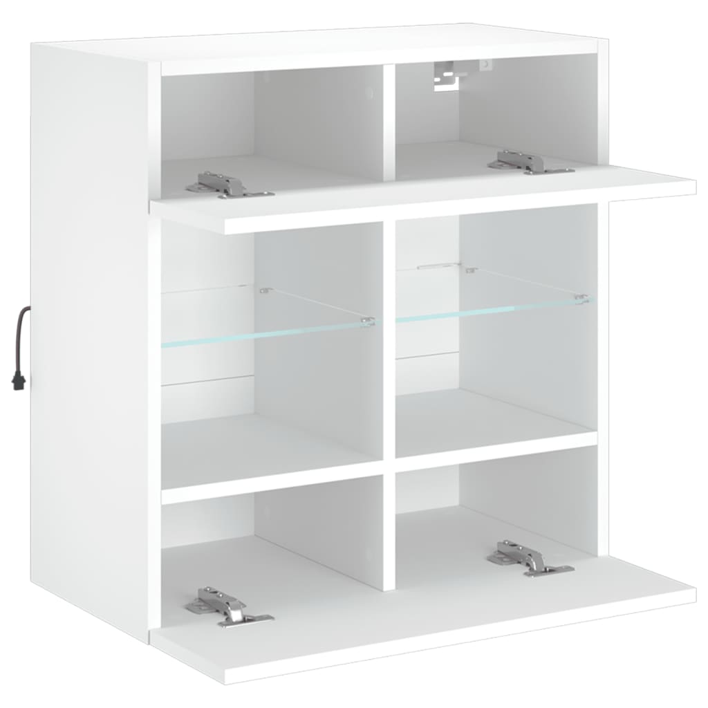 vidaXL TV Wall Cabinet with LED Lights White 58,5x30x60,5 cm