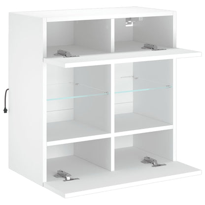 vidaXL TV Wall Cabinet with LED Lights White 58,5x30x60,5 cm