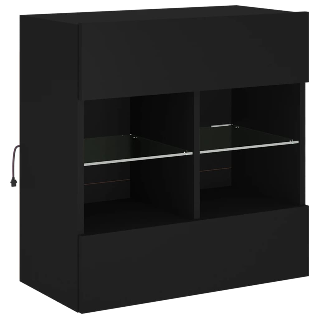 vidaXL TV Wall Cabinet with LED Lights Black 58,5x30x60,5 cm