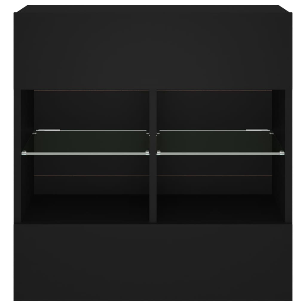 vidaXL TV Wall Cabinet with LED Lights Black 58,5x30x60,5 cm