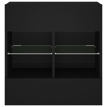 vidaXL TV Wall Cabinet with LED Lights Black 58,5x30x60,5 cm