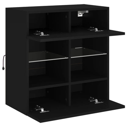 vidaXL TV Wall Cabinet with LED Lights Black 58,5x30x60,5 cm