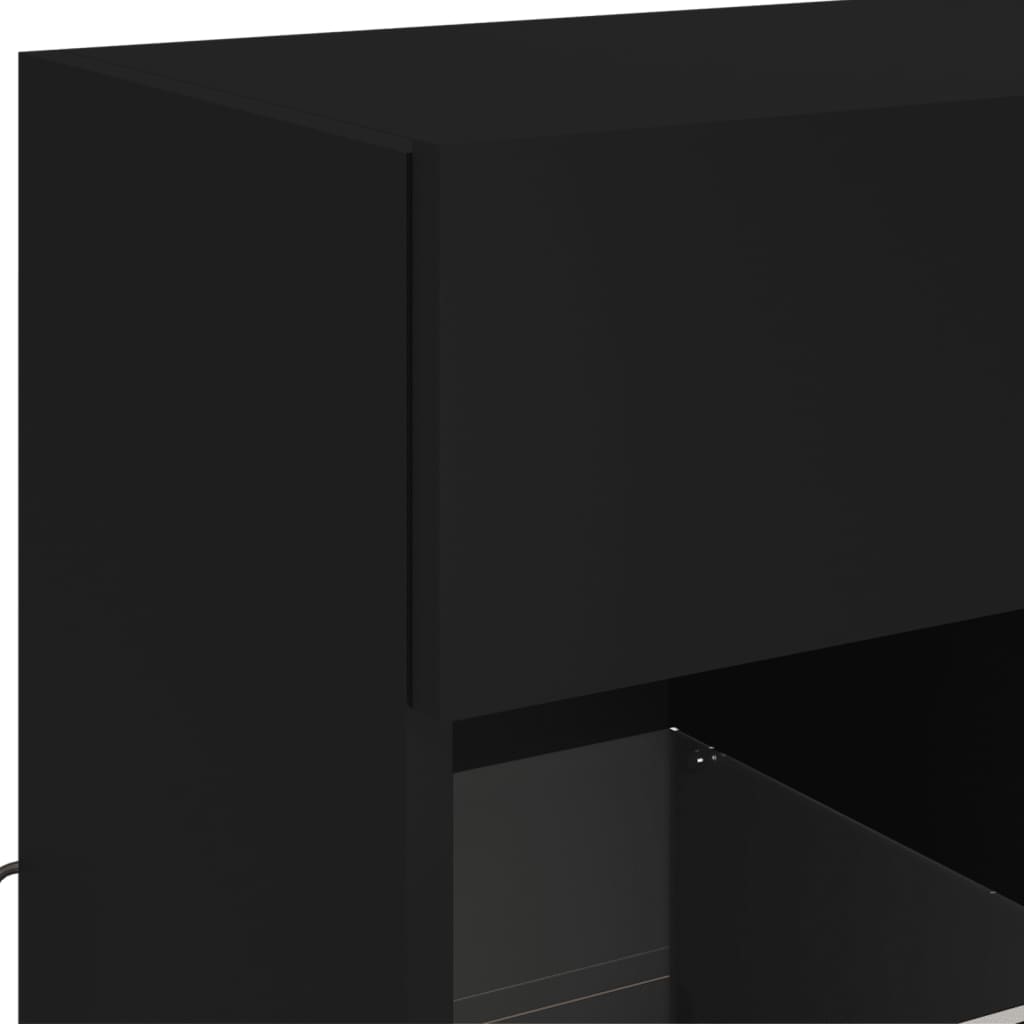 vidaXL TV Wall Cabinet with LED Lights Black 58,5x30x60,5 cm