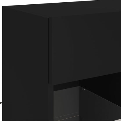 vidaXL TV Wall Cabinet with LED Lights Black 58,5x30x60,5 cm