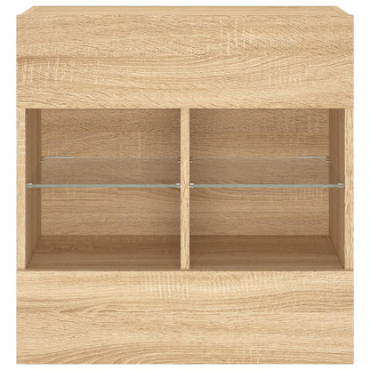 vidaXL TV Wall Cabinet with LED Lights Sonoma Oak 58.5x30x60.5 cm