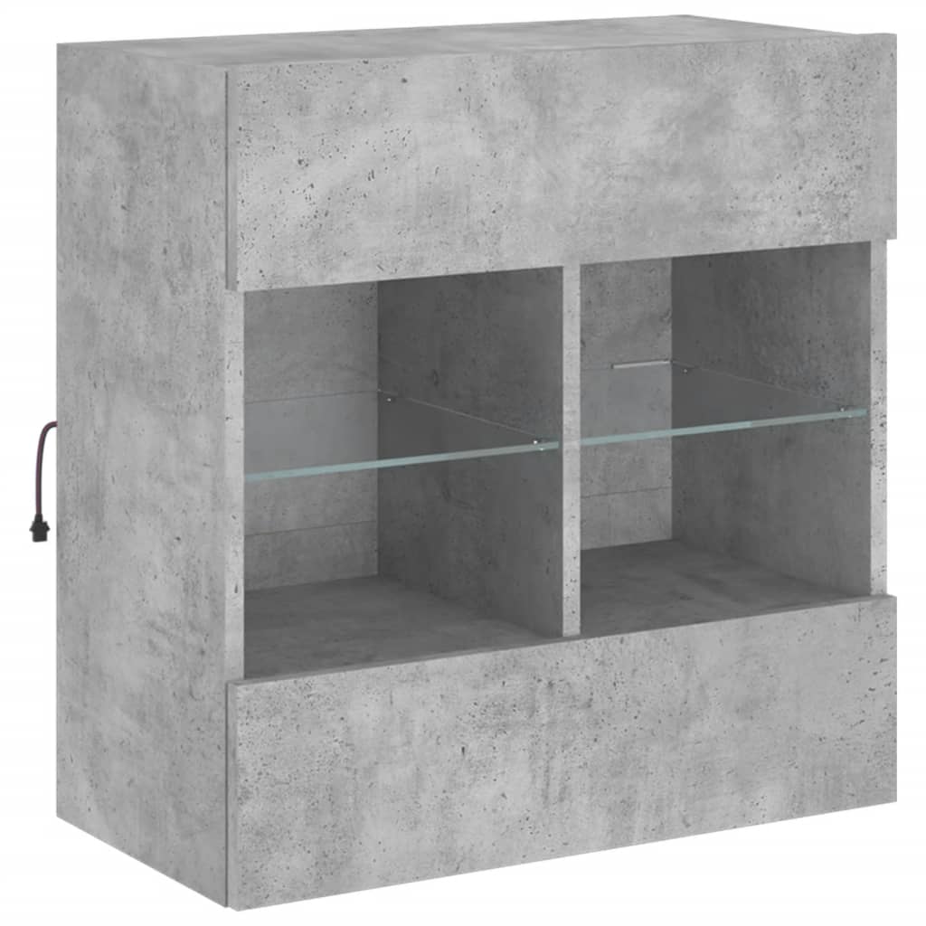 vidaXL TV Wall Cabinet with LED Lights Concrete Grey 58,5x30x60,5 cm