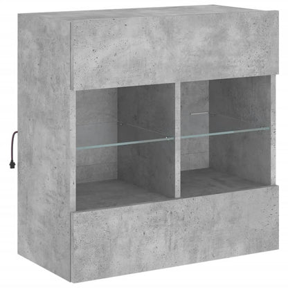 vidaXL TV Wall Cabinet with LED Lights Concrete Grey 58,5x30x60,5 cm