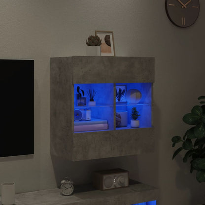 vidaXL TV Wall Cabinet with LED Lights Concrete Grey 58,5x30x60,5 cm