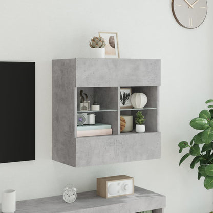 vidaXL TV Wall Cabinet with LED Lights Concrete Grey 58,5x30x60,5 cm