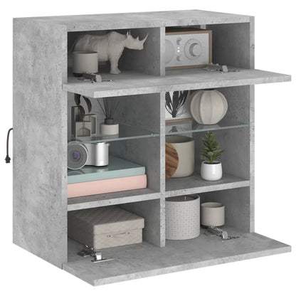 vidaXL TV Wall Cabinet with LED Lights Concrete Grey 58,5x30x60,5 cm
