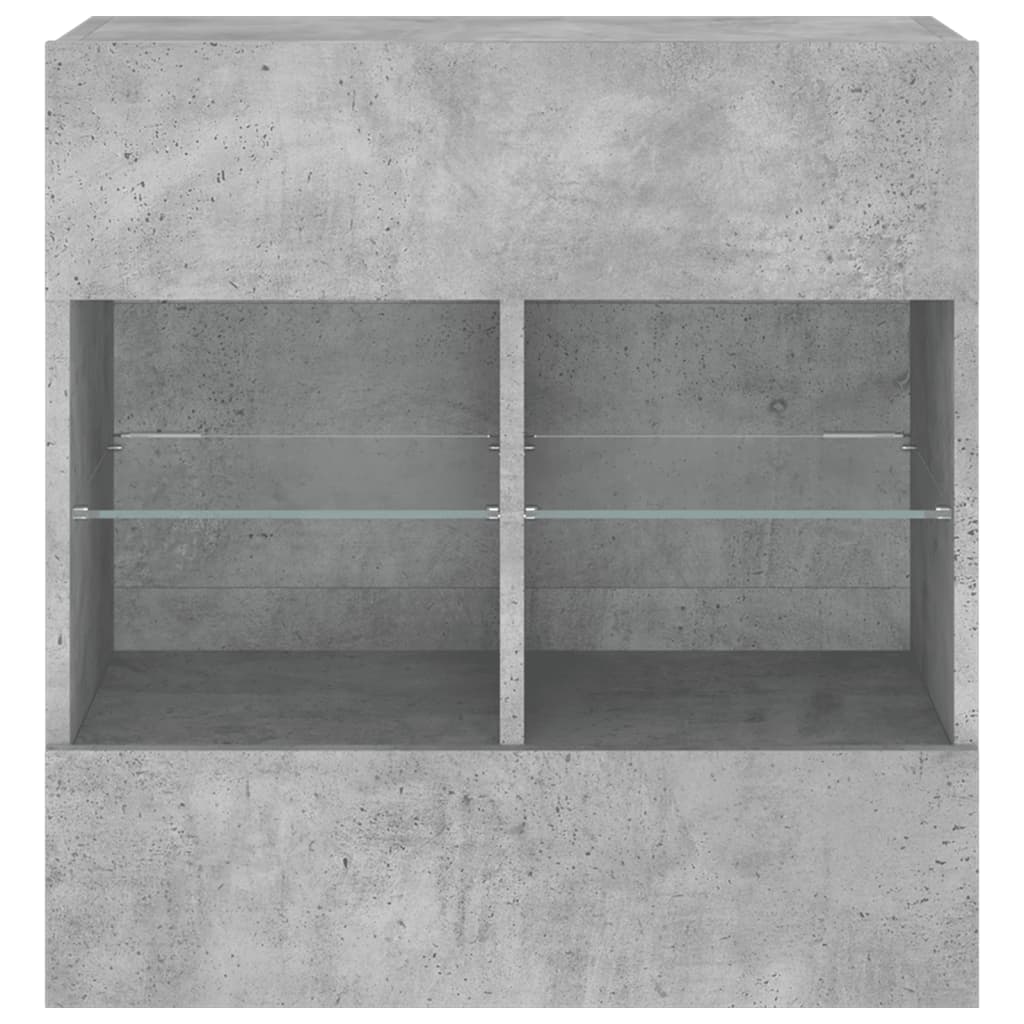 vidaXL TV Wall Cabinet with LED Lights Concrete Grey 58,5x30x60,5 cm