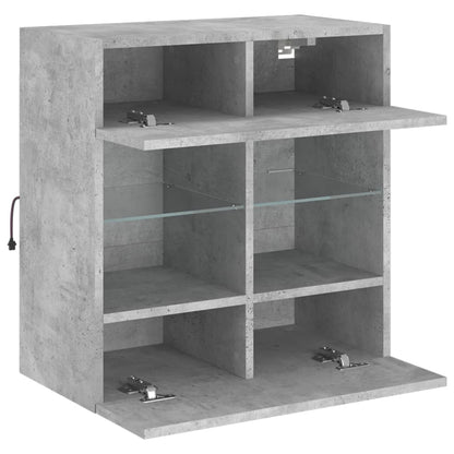 vidaXL TV Wall Cabinet with LED Lights Concrete Grey 58,5x30x60,5 cm