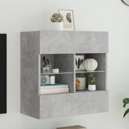 vidaXL TV Wall Cabinet with LED Lights Concrete Grey 58,5x30x60,5 cm