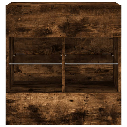 vidaXL TV Wall Cabinet with LED Lights Smoked Oak 58.5x30x60.5 cm