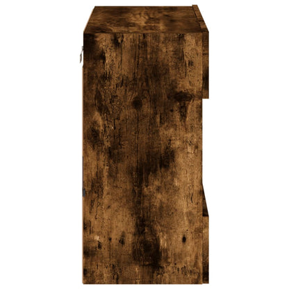 vidaXL TV Wall Cabinet with LED Lights Smoked Oak 58.5x30x60.5 cm