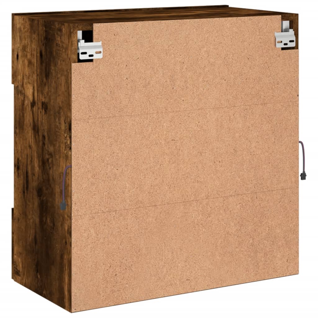 vidaXL TV Wall Cabinet with LED Lights Smoked Oak 58.5x30x60.5 cm