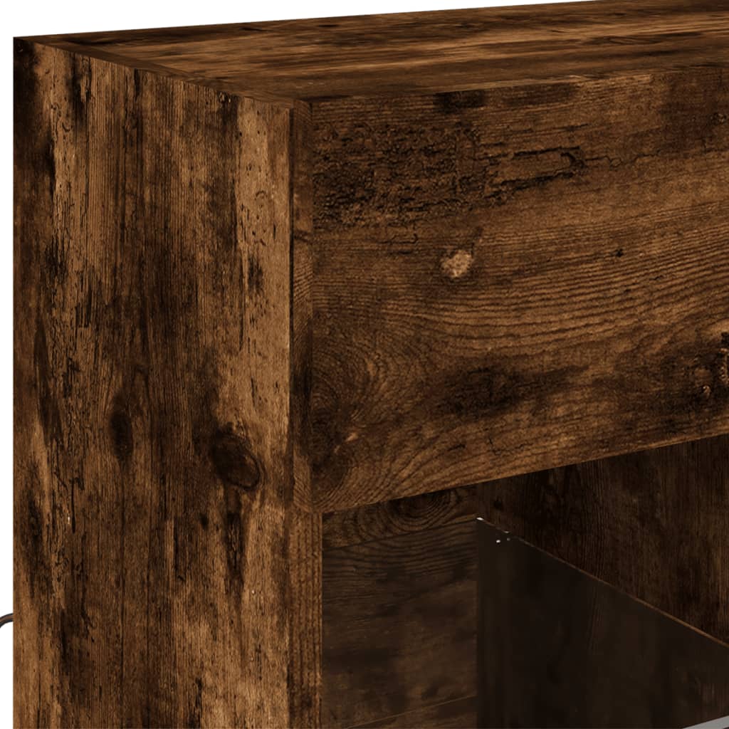 vidaXL TV Wall Cabinet with LED Lights Smoked Oak 58.5x30x60.5 cm