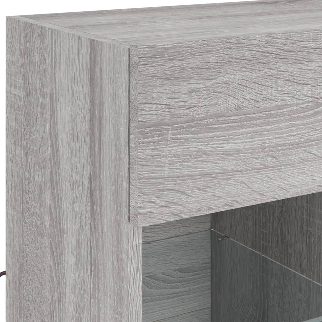 vidaXL TV Wall Cabinet with LED Lights Grey Sonoma 58.5x30x60.5 cm