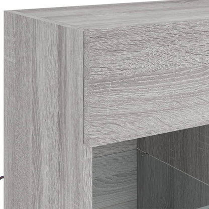 vidaXL TV Wall Cabinet with LED Lights Grey Sonoma 58.5x30x60.5 cm