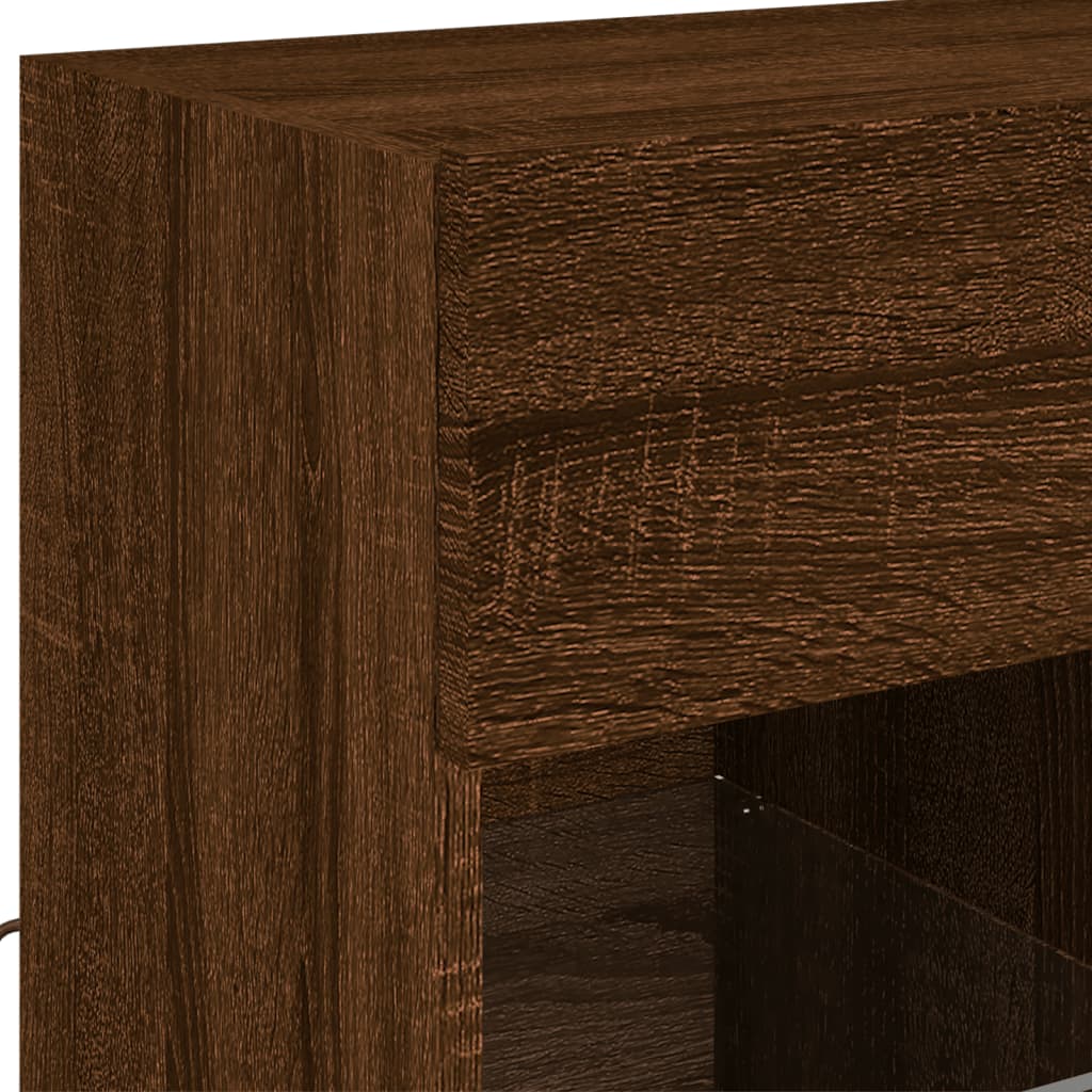 vidaXL TV Wall Cabinet with LED Lights Brown Oak 58,5x30x60,5 cm