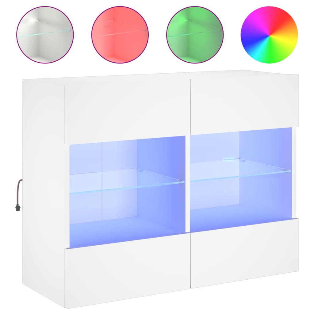 vidaXL TV Wall Cabinet with LED Lights White 78,5x30x60,5 cm