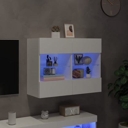 vidaXL TV Wall Cabinet with LED Lights White 78,5x30x60,5 cm