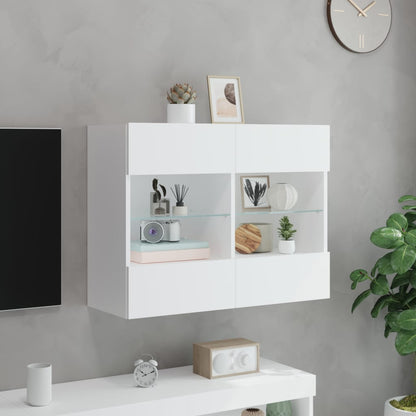 vidaXL TV Wall Cabinet with LED Lights White 78,5x30x60,5 cm