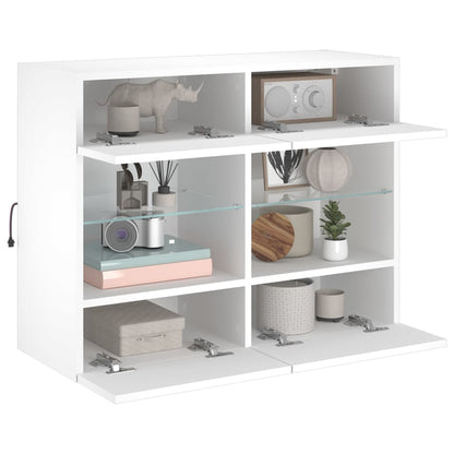 vidaXL TV Wall Cabinet with LED Lights White 78,5x30x60,5 cm