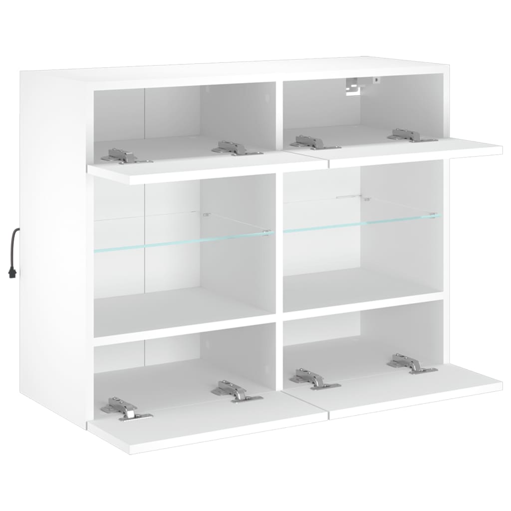 vidaXL TV Wall Cabinet with LED Lights White 78,5x30x60,5 cm