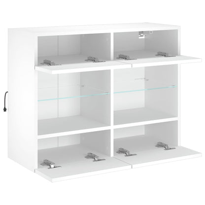 vidaXL TV Wall Cabinet with LED Lights White 78,5x30x60,5 cm