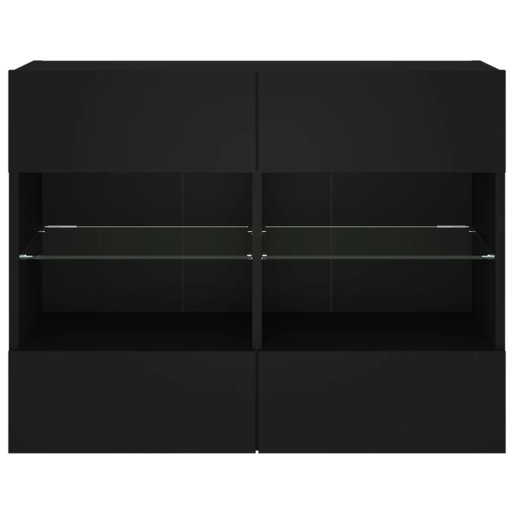vidaXL TV Wall Cabinet with LED Lights Black 78,5x30x60,5 cm