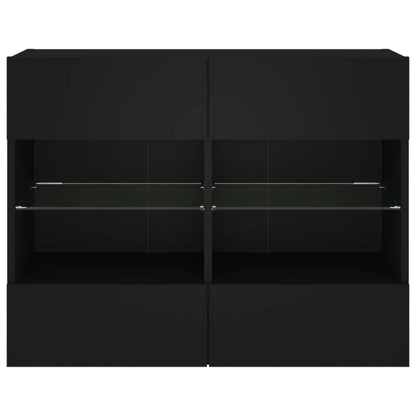 vidaXL TV Wall Cabinet with LED Lights Black 78,5x30x60,5 cm