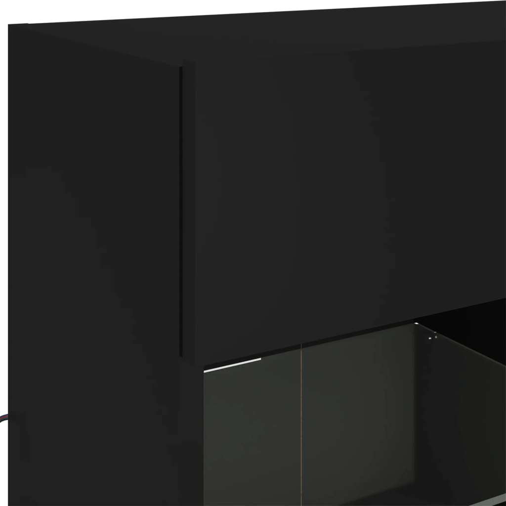 vidaXL TV Wall Cabinet with LED Lights Black 78,5x30x60,5 cm