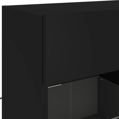 vidaXL TV Wall Cabinet with LED Lights Black 78,5x30x60,5 cm