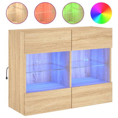 vidaXL TV Wall Cabinet with LED Lights Sonoma Oak 78,5x30x60,5 cm