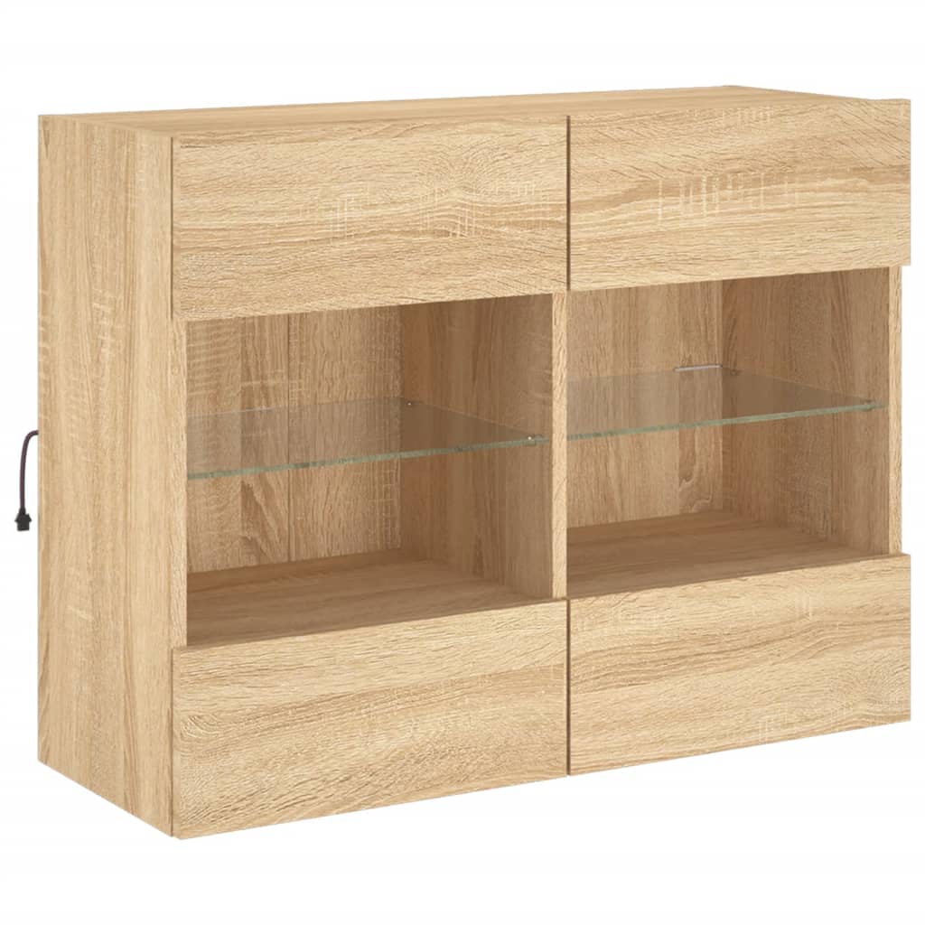 vidaXL TV Wall Cabinet with LED Lights Sonoma Oak 78,5x30x60,5 cm