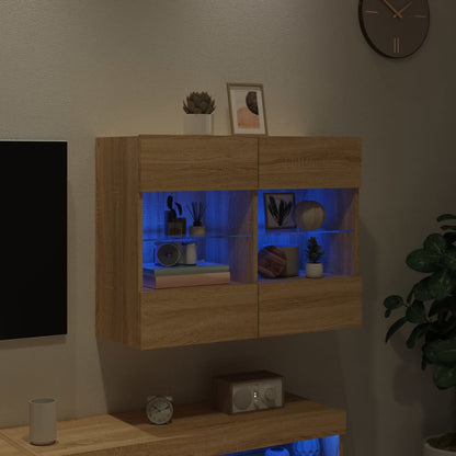 vidaXL TV Wall Cabinet with LED Lights Sonoma Oak 78,5x30x60,5 cm