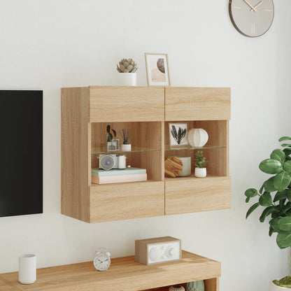 vidaXL TV Wall Cabinet with LED Lights Sonoma Oak 78,5x30x60,5 cm