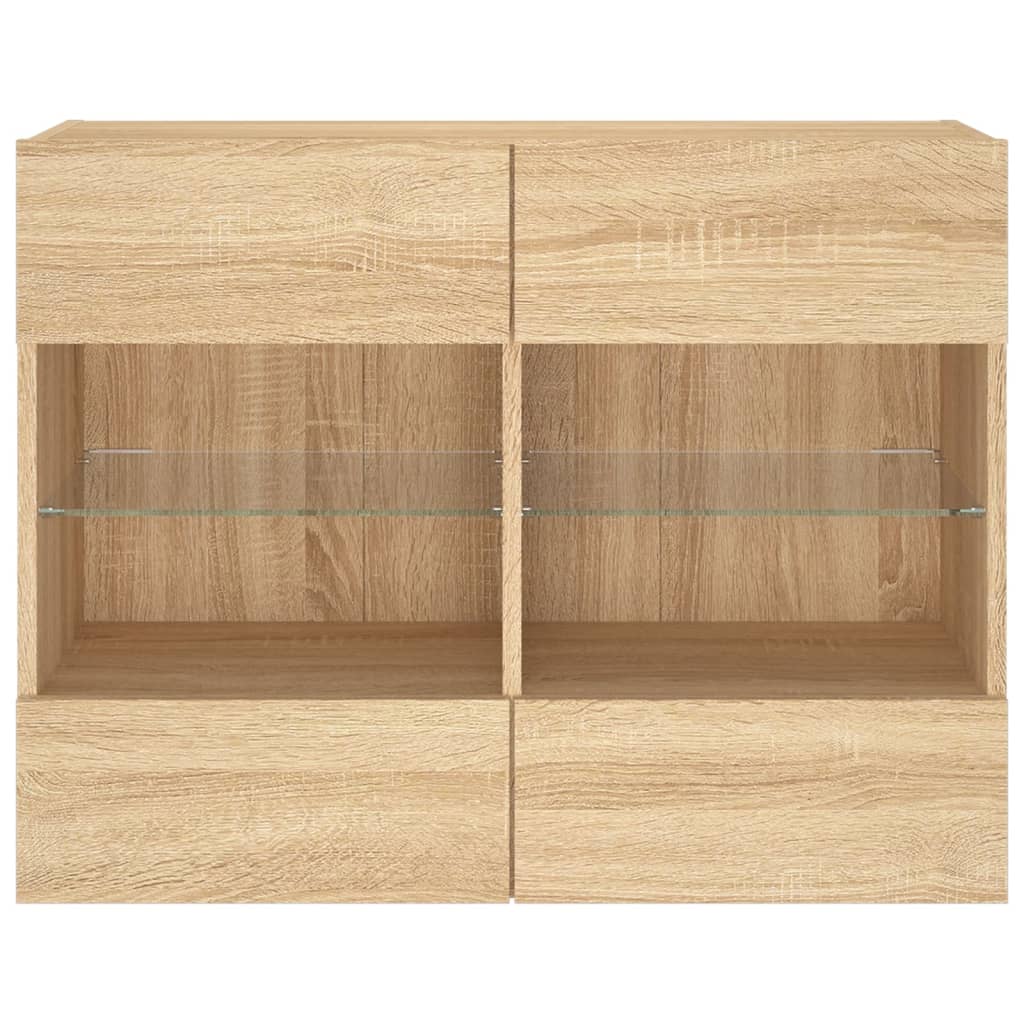 vidaXL TV Wall Cabinet with LED Lights Sonoma Oak 78,5x30x60,5 cm