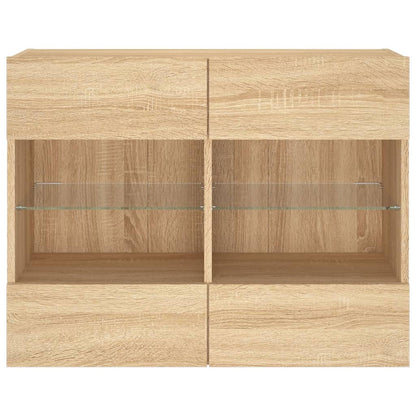 vidaXL TV Wall Cabinet with LED Lights Sonoma Oak 78,5x30x60,5 cm